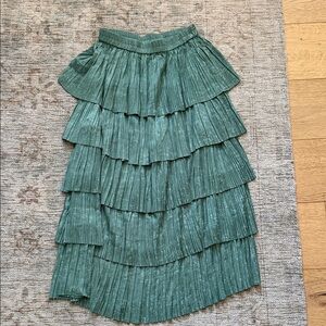 Current Air Teal Layered Pleated Skirt